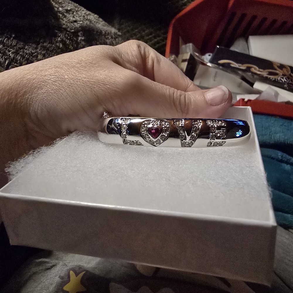 Silver Love Bracelet with Heart Accent